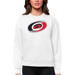Carolina Hurricanes - Antigua Women's Team Logo Victory Crewneck Pullover Sweatshirt White