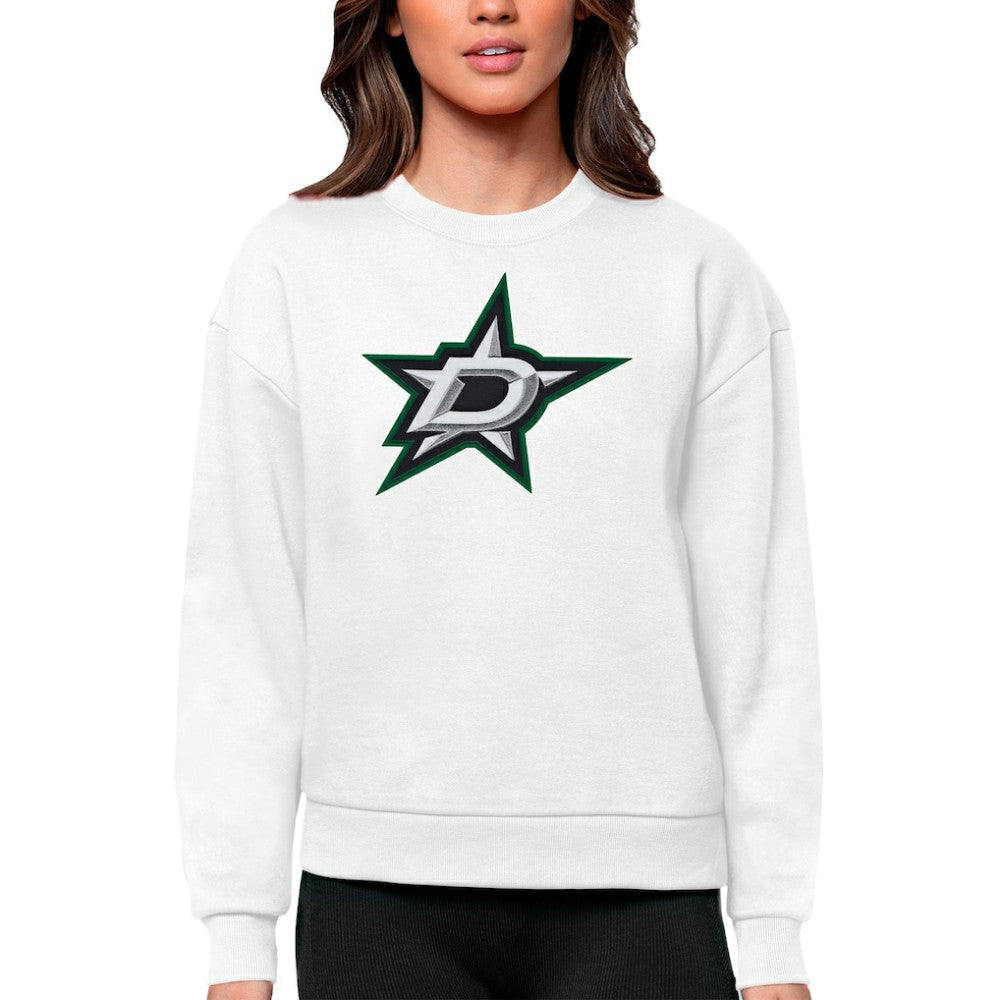 Dallas Stars - Antigua Women's Team Logo Victory Crewneck Pullover Sweatshirt White