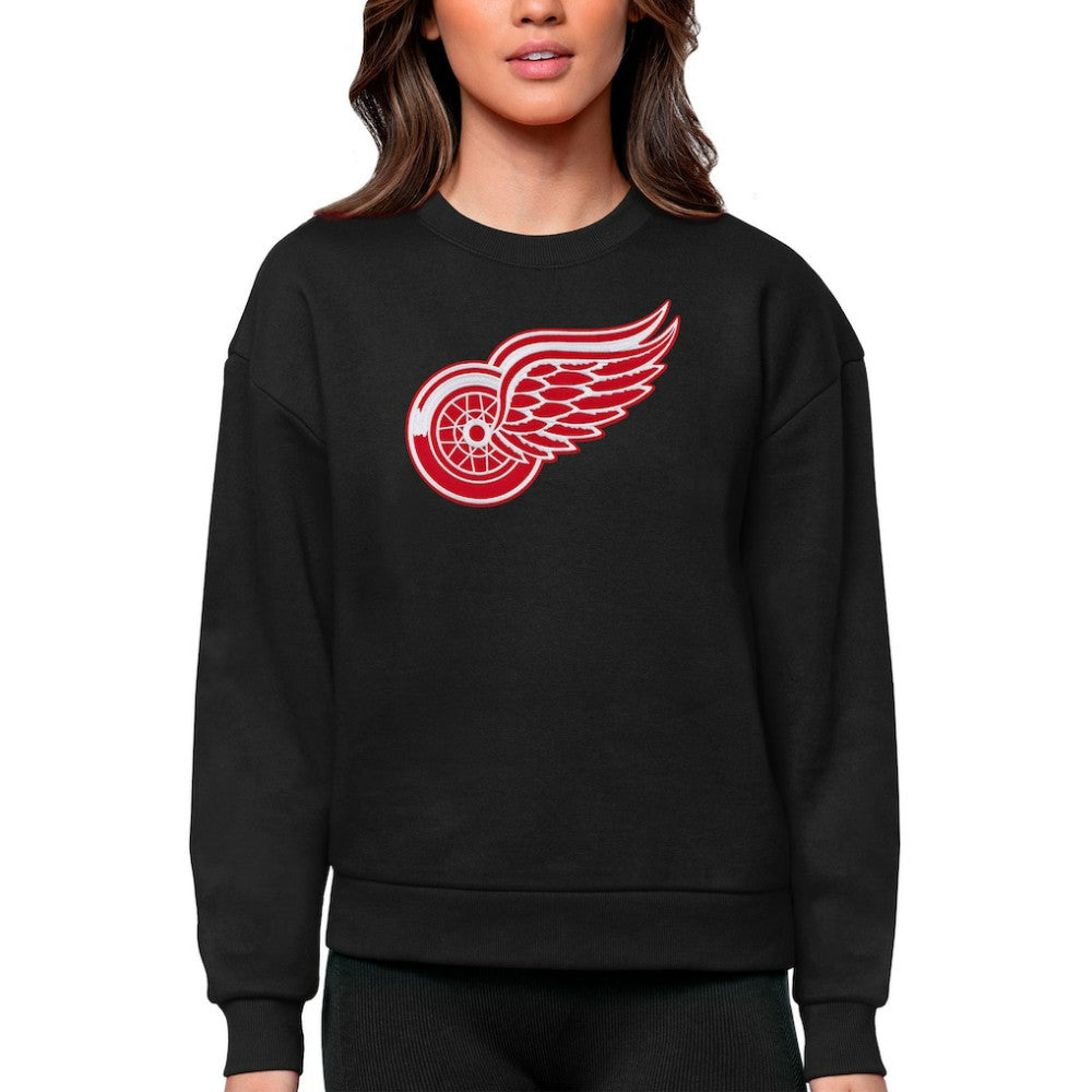 Detroit Red Wings - Antigua Women's Team Logo Victory Crewneck Pullover Sweatshirt Black