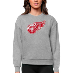 Detroit Red Wings - Antigua Women's Team Logo Victory Crewneck Pullover Sweatshirt Heather Gray