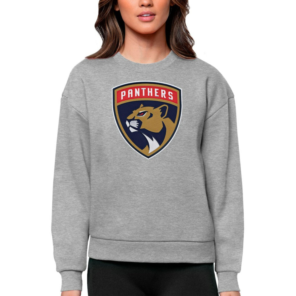 Florida Panthers - Antigua Women's Team Logo Victory Crewneck Pullover Sweatshirt Heather Gray