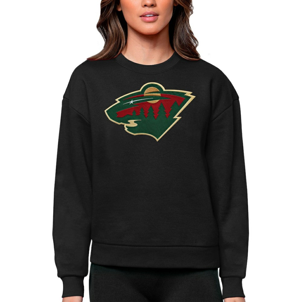 Minnesota Wild - Antigua Women's Team Logo Victory Crewneck Pullover Sweatshirt Black