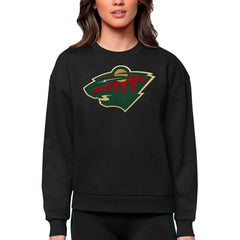 Minnesota Wild - Antigua Women's Team Logo Victory Crewneck Pullover Sweatshirt Black