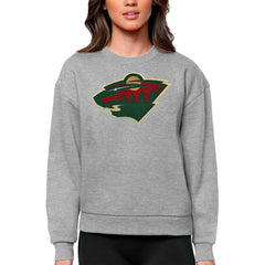 Minnesota Wild - Antigua Women's Team Logo Victory Crewneck Pullover Sweatshirt Heather Gray