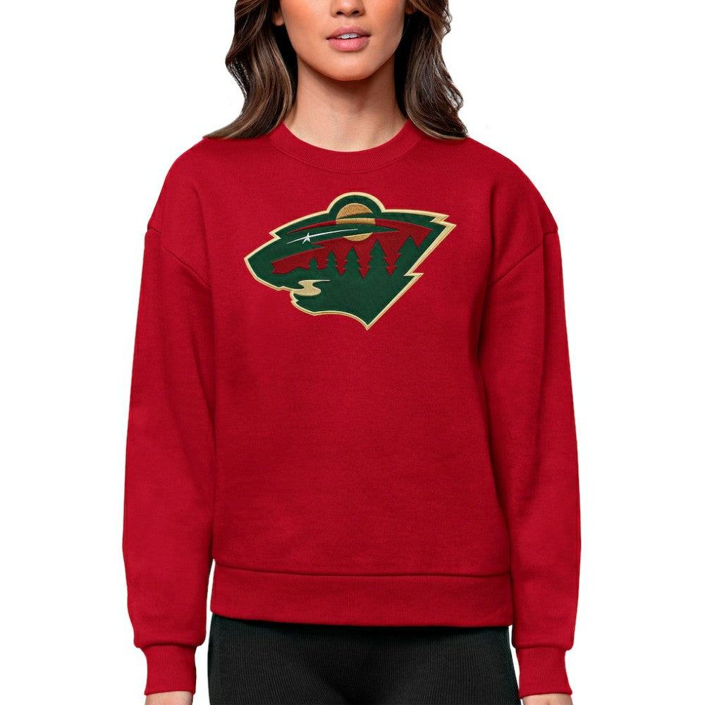 Minnesota Wild - Antigua Women's Team Logo Victory Crewneck Pullover Sweatshirt Red