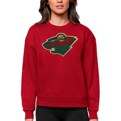 Minnesota Wild - Antigua Women's Team Logo Victory Crewneck Pullover Sweatshirt Red