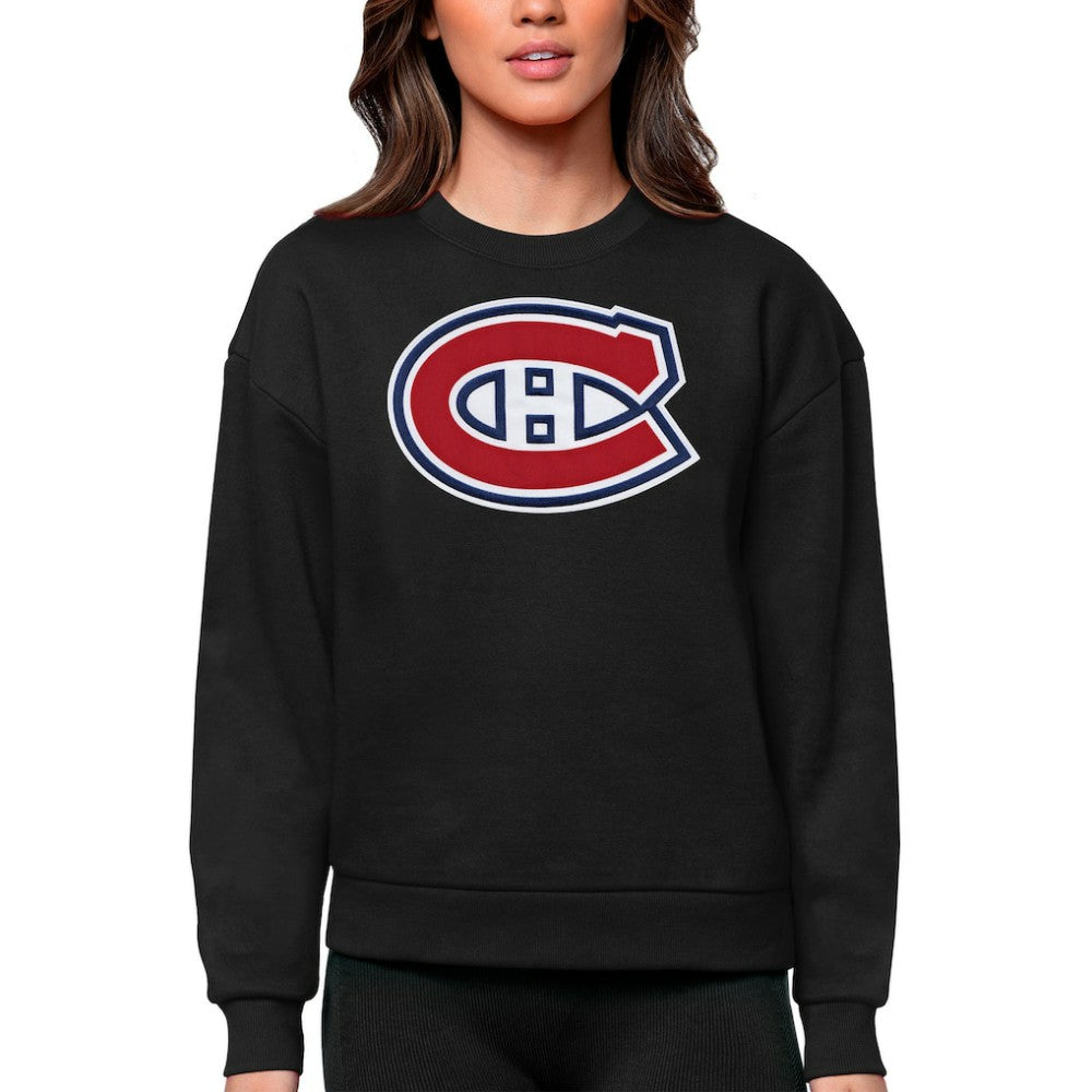 Montreal Canadiens - Antigua Women's Team Logo Victory Crewneck Pullover Sweatshirt Black