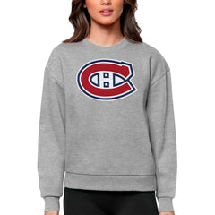 Montreal Canadiens - Antigua Women's Team Logo Victory Crewneck Pullover Sweatshirt Heather Gray