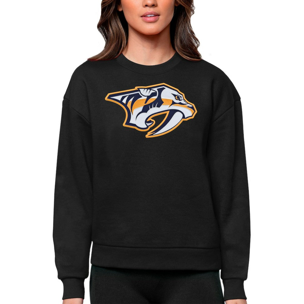 Nashville Predators - Antigua Women's Team Logo Victory Crewneck Pullover Sweatshirt Black