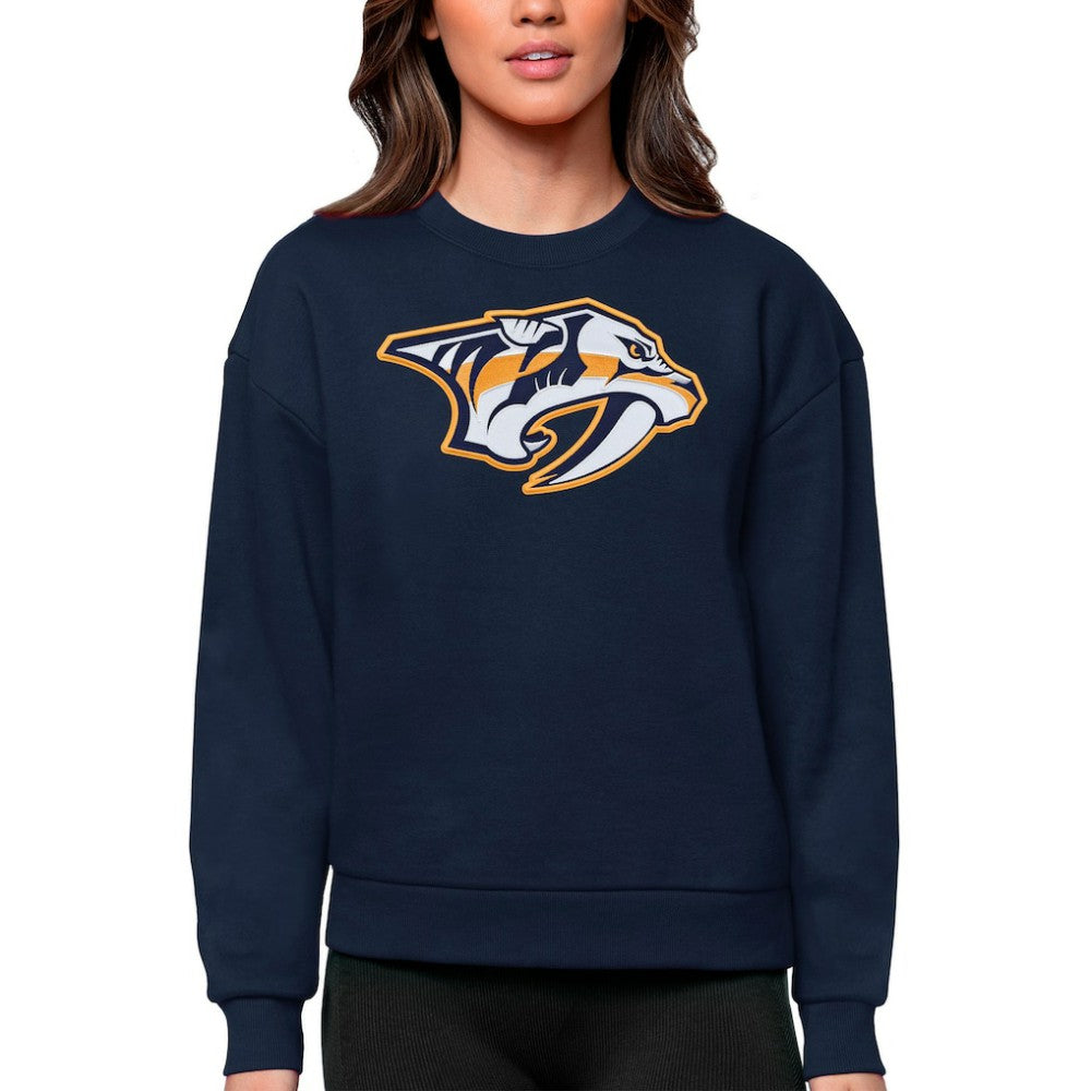 Nashville Predators - Antigua Women's Team Logo Victory Crewneck Pullover Sweatshirt Navy