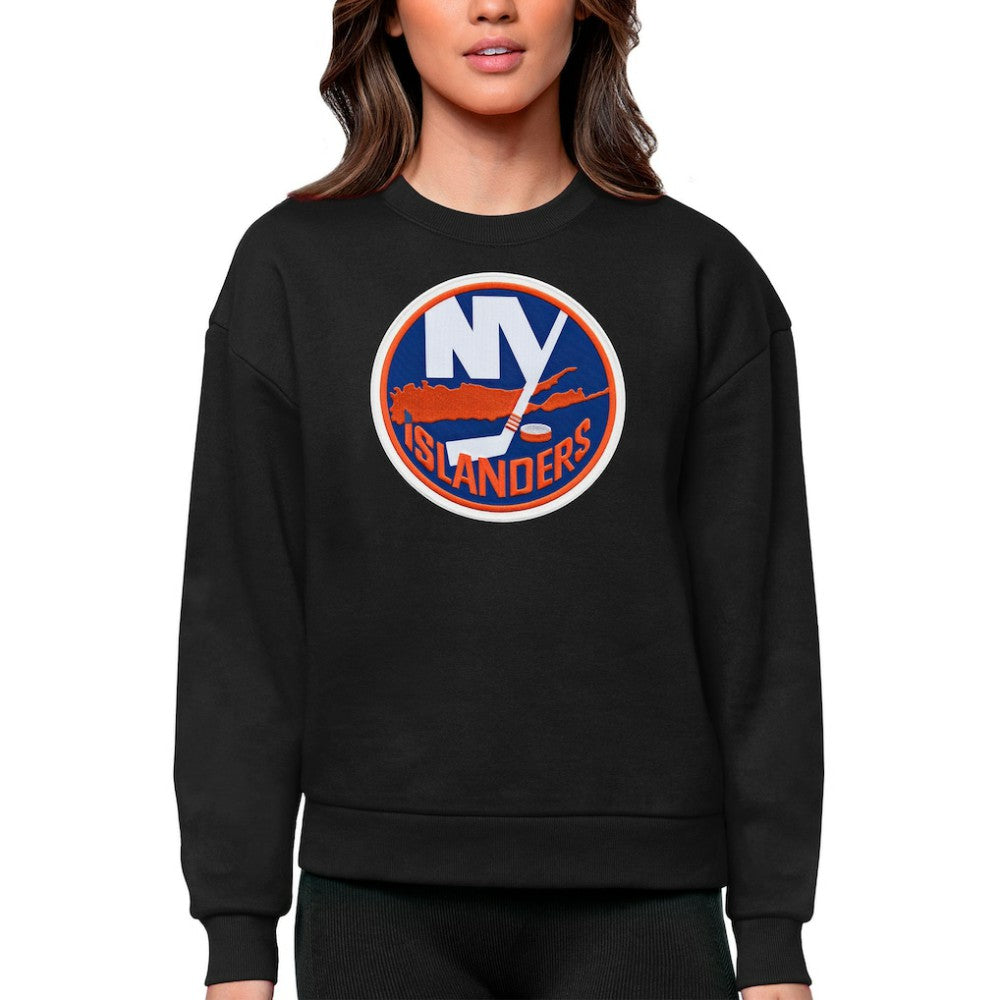 New York Islanders - Antigua Women's Team Logo Victory Crewneck Pullover Sweatshirt Black
