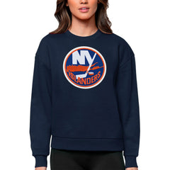 New York Islanders - Antigua Women's Team Logo Victory Crewneck Pullover Sweatshirt Navy