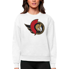 Ottawa Senators - Antigua Women's Team Logo Victory Crewneck Pullover Sweatshirt White