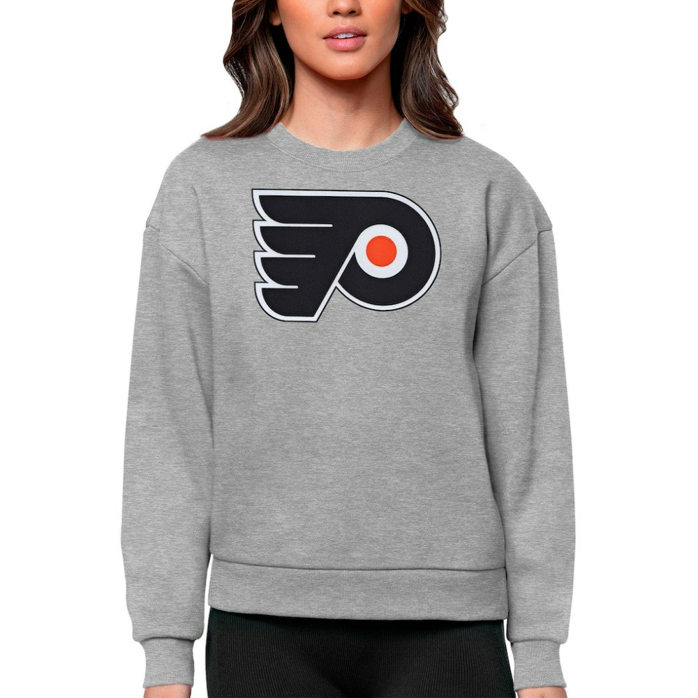 Philadelphia Flyers - Antigua Women's Team Logo Victory Crewneck Pullover Sweatshirt Heather Gray