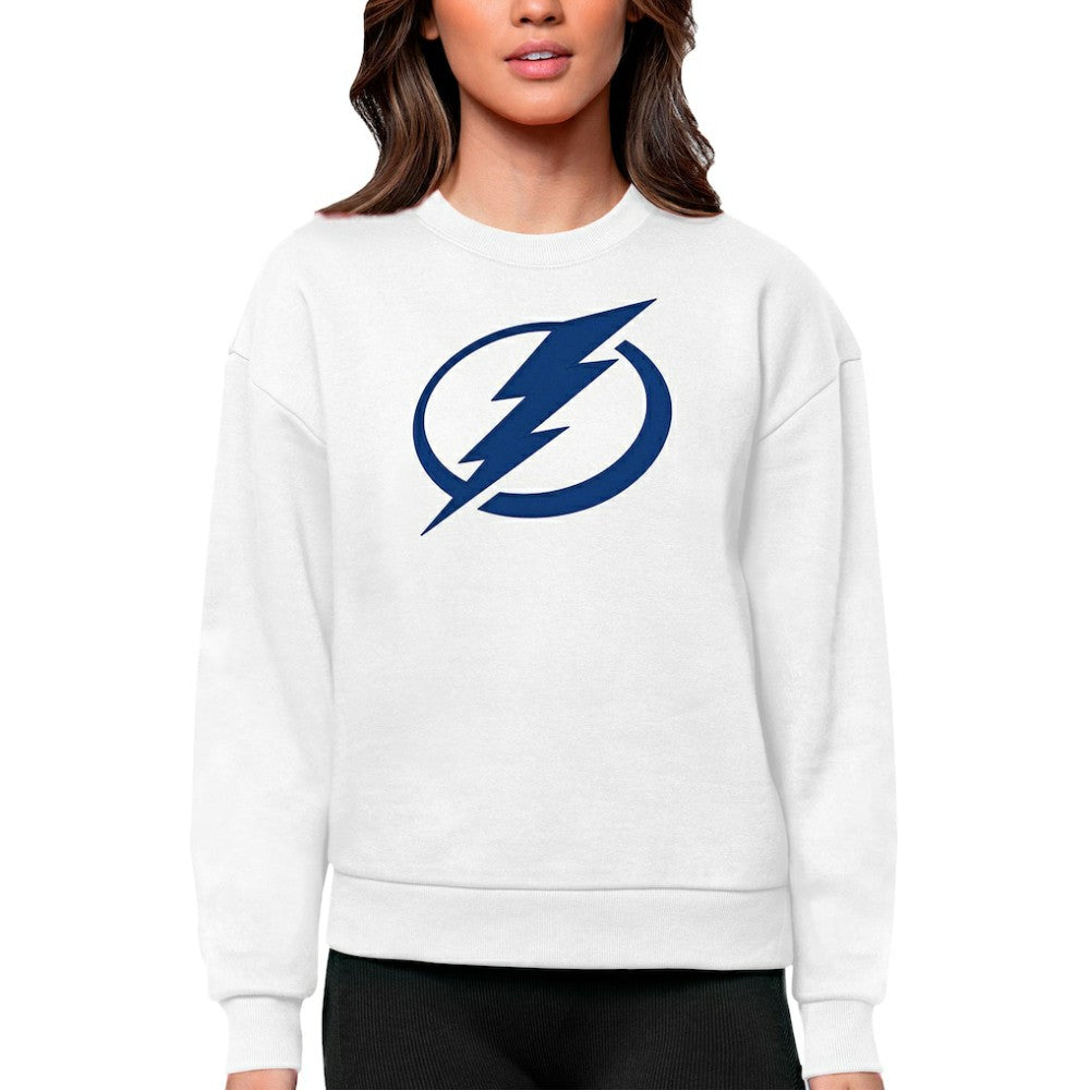 Tampa Bay Lightning - Antigua Women's Team Logo Victory Crewneck Pullover Sweatshirt White
