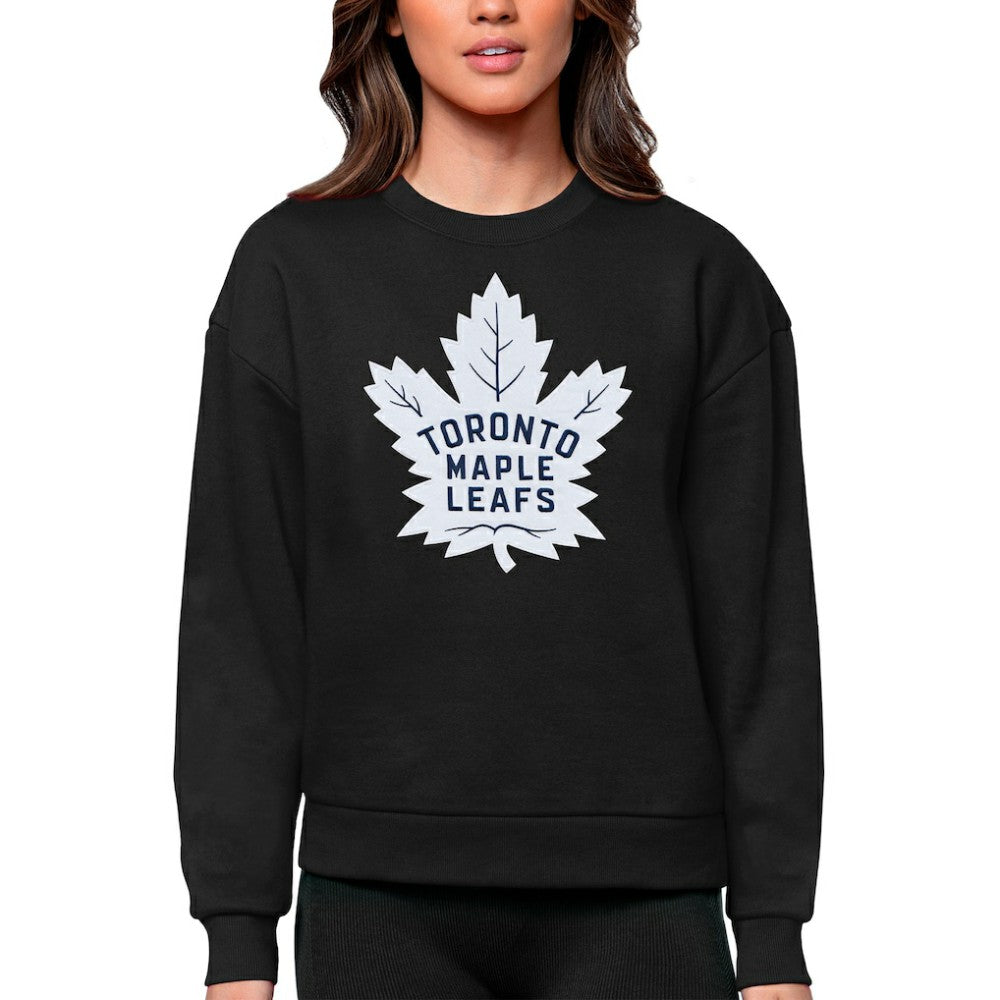 Toronto Maple Leafs - Antigua Women's Team Logo Victory Crewneck Pullover Sweatshirt Black