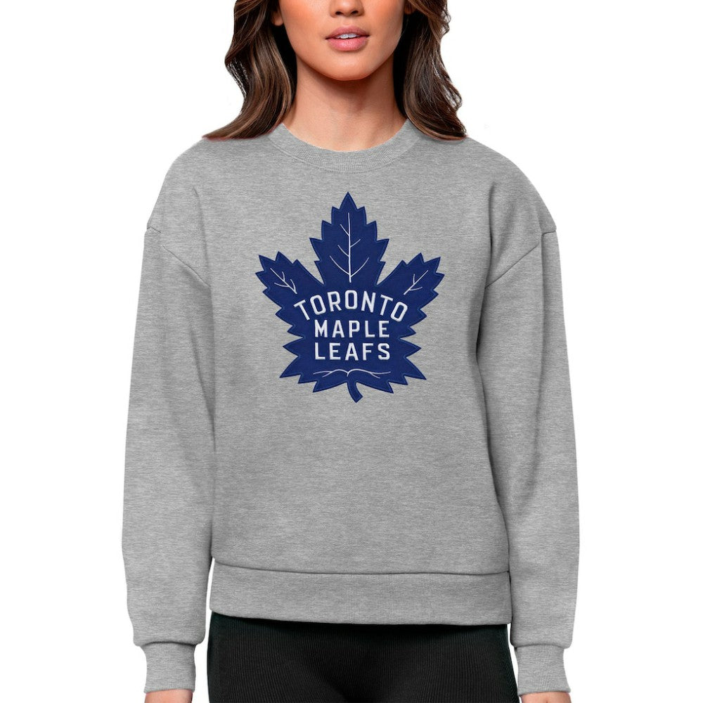 Toronto Maple Leafs - Antigua Women's Team Logo Victory Crewneck Pullover Sweatshirt Heather Gray