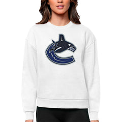 Vancouver Canucks - Antigua Women's Team Logo Victory Crewneck Pullover Sweatshirt White