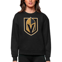 Vegas Golden Knights Antigua Women's Team Logo Victory Crewneck Pullover Sweatshirt Black