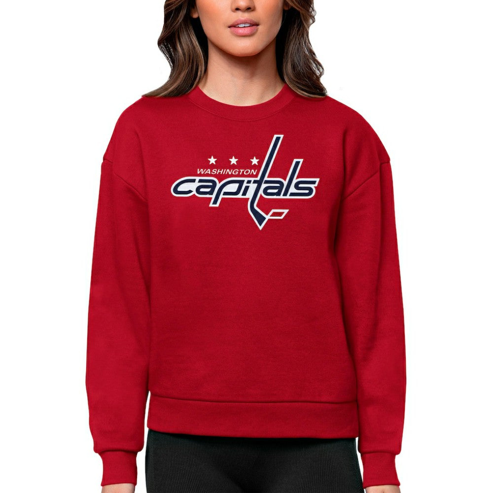 Washington Capitals Antigua Women's Team Logo Victory Crewneck Pullover Sweatshirt Red