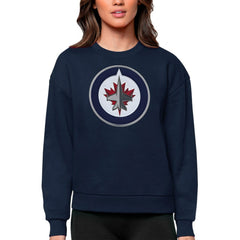 Winnipeg Jets - Antigua Women's Team Logo Victory Crewneck Pullover Sweatshirt Navy