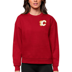 Calgary Flames - Antigua Women's Victory Crewneck Pullover Sweatshirt Red
