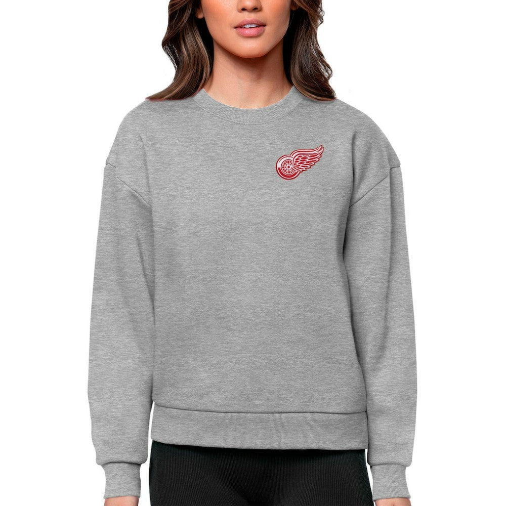 Detroit Red Wings - Antigua Women's Victory Crewneck Pullover Sweatshirt Heather Gray