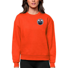 Edmonton Oilers - Antigua Women's Victory Crewneck Pullover Sweatshirt Orange