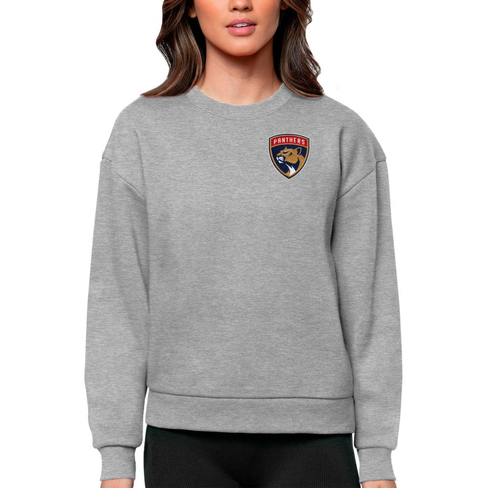Florida Panthers - Antigua Women's Victory Crewneck Pullover Sweatshirt Heather Gray