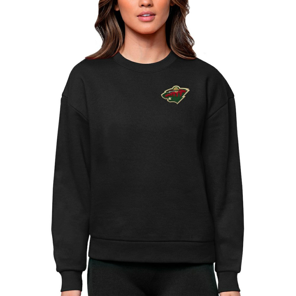 Minnesota Wild - Antigua Women's Victory Crewneck Pullover Sweatshirt Black