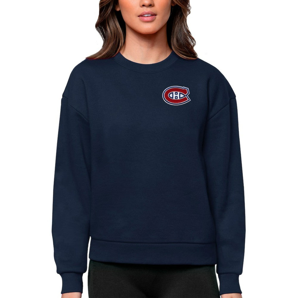 Montreal Canadiens - Antigua Women's Victory Crewneck Pullover Sweatshirt Navy