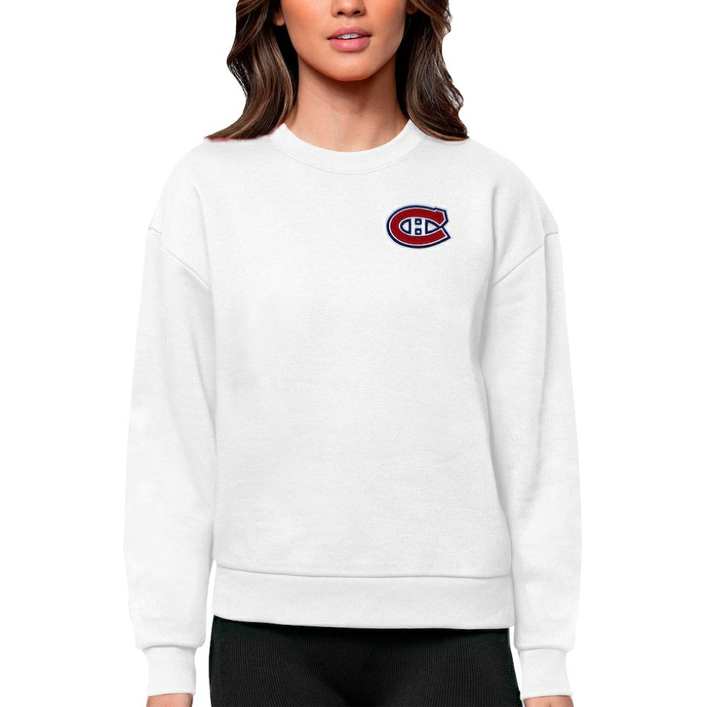 Montreal Canadiens - Antigua Women's Victory Crewneck Pullover Sweatshirt White