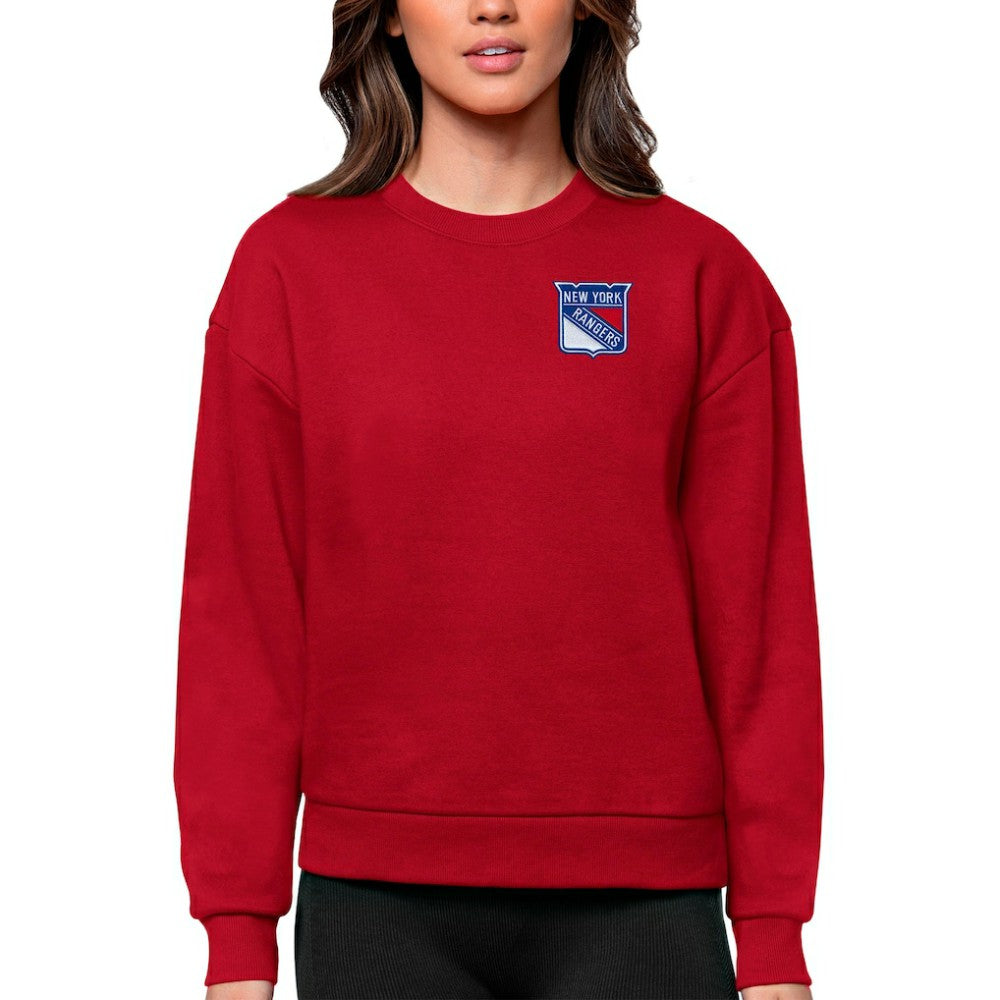New York Rangers Antigua Women's Victory Crewneck Pullover Sweatshirt Red
