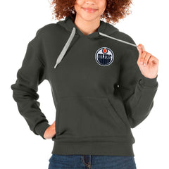 Edmonton Oilers - Antigua Women's Victory Pullover Hoodie Charcoal