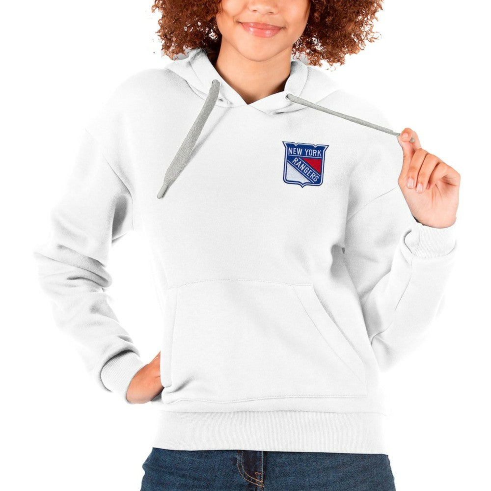 New York Rangers Antigua Women's Victory Pullover Hoodie White