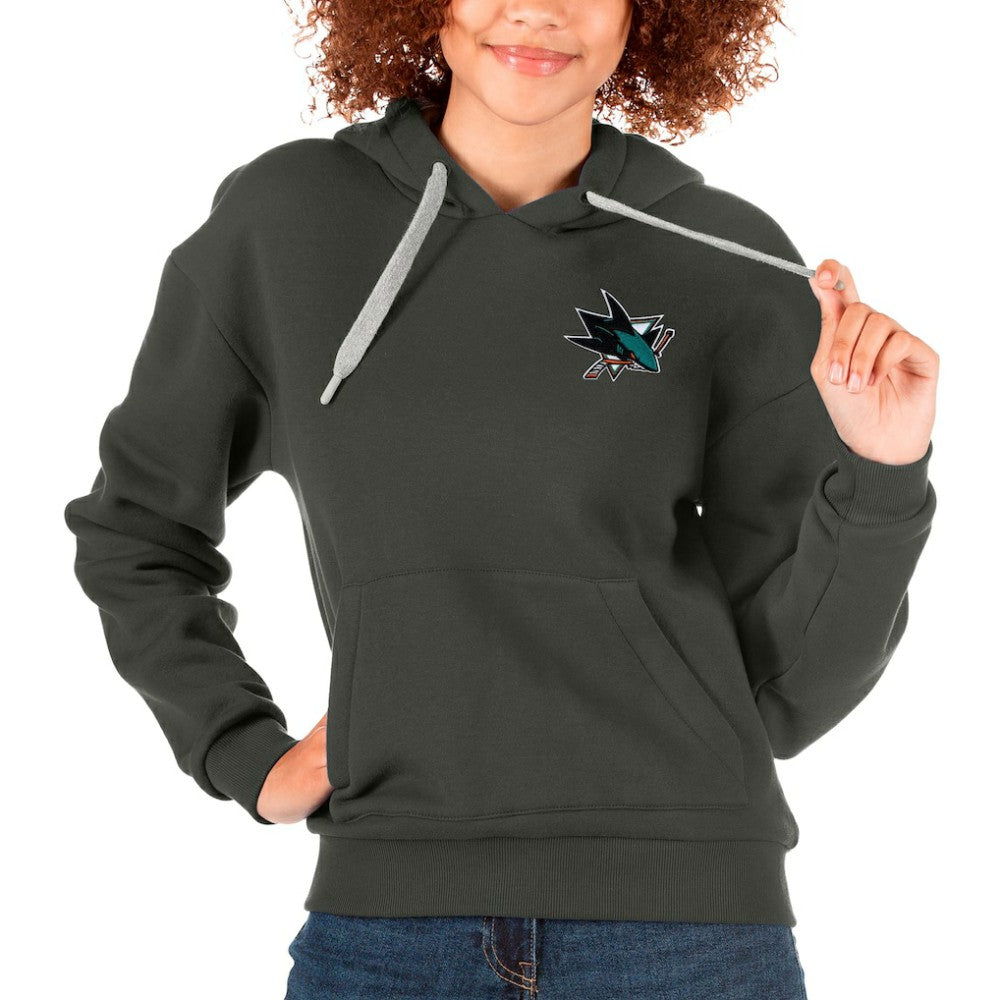 San Jose Sharks - Antigua Women's Victory Pullover Hoodie Charcoal