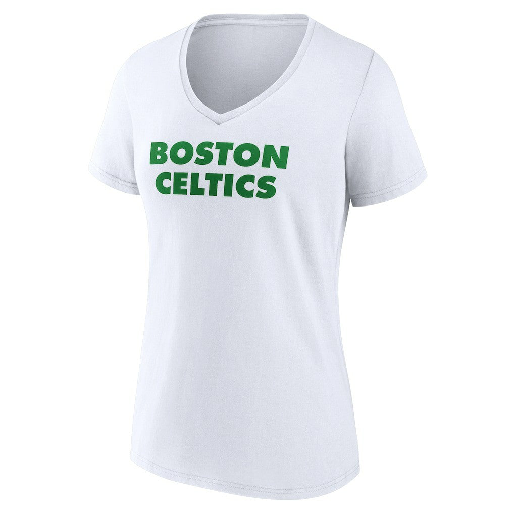 NBA - Boston Celtics Women's Wordmark V-Neck T-Shirt - White