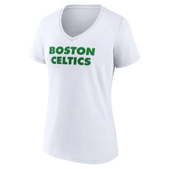 NBA - Boston Celtics Women's Wordmark V-Neck T-Shirt - White