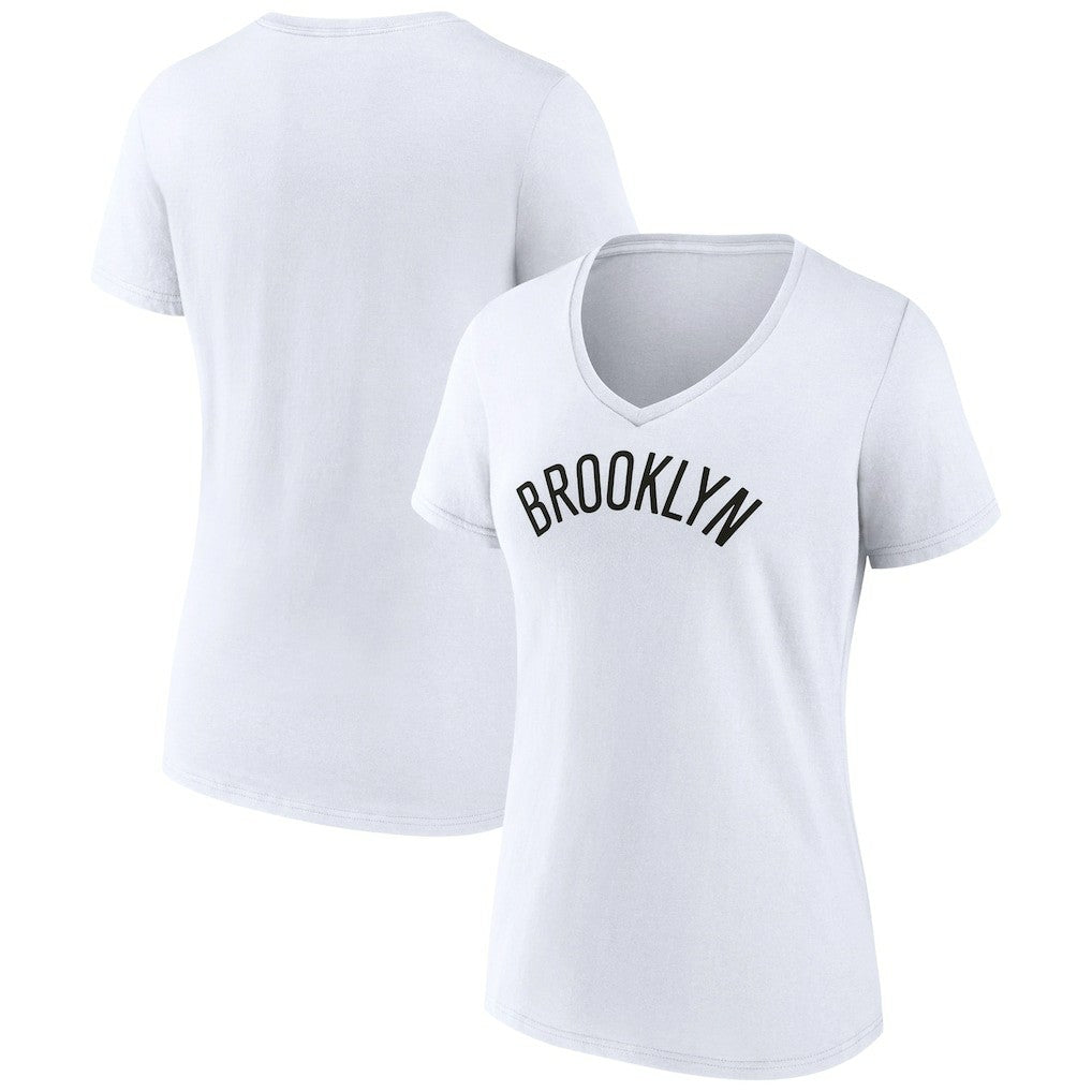 NBA - Brooklyn Nets Women's Wordmark V-Neck T-Shirt - White