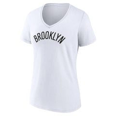 NBA - Brooklyn Nets Women's Wordmark V-Neck T-Shirt - White