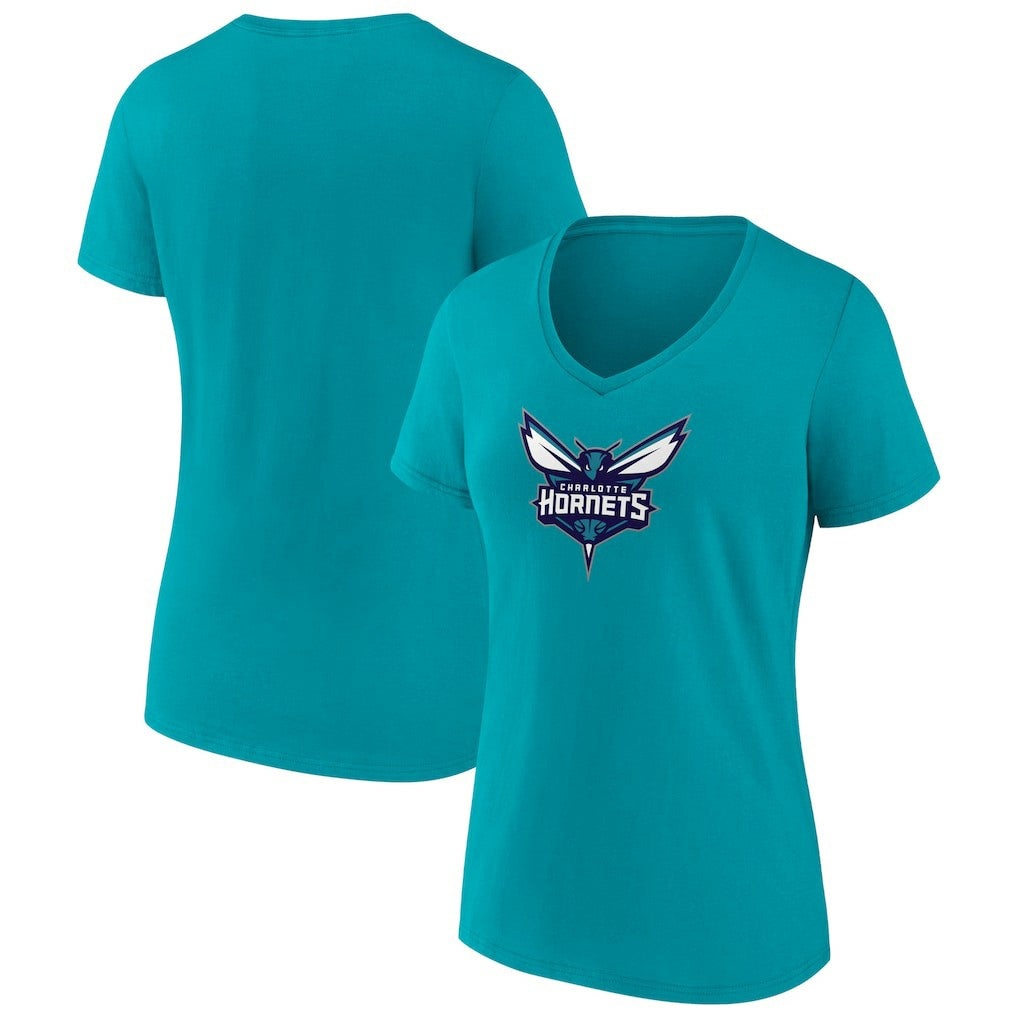 NBA - Charlotte Hornets Women's Logo V-Neck T-Shirt - Aqua