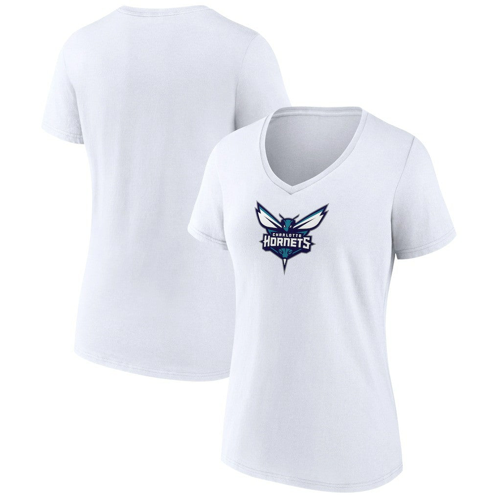 NBA - Charlotte Hornets Women's Logo V-Neck T-Shirt - White