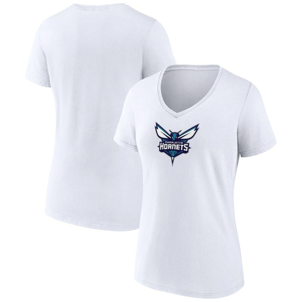 NBA - Charlotte Hornets Women's Logo V-Neck T-Shirt - White