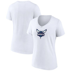 NBA - Charlotte Hornets Women's Logo V-Neck T-Shirt - White