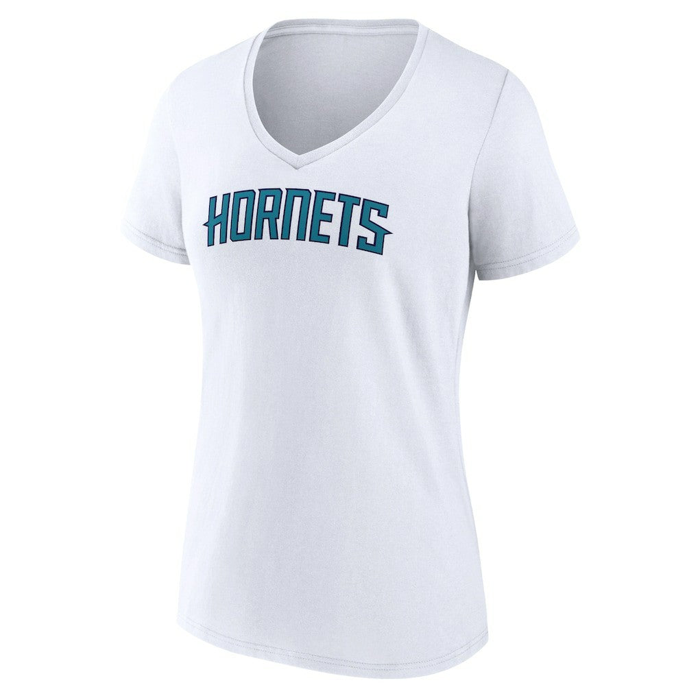 NBA - Charlotte Hornets Women's Wordmark V-Neck T-Shirt - White