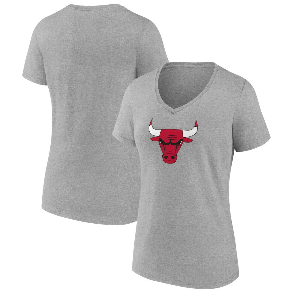 NBA - Chicago Bulls Women's Logo V-Neck T-Shirt - Gray