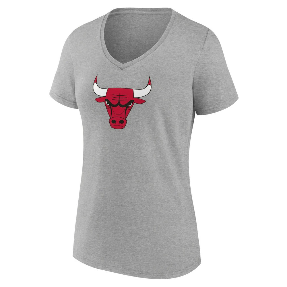 NBA - Chicago Bulls Women's Logo V-Neck T-Shirt - Gray