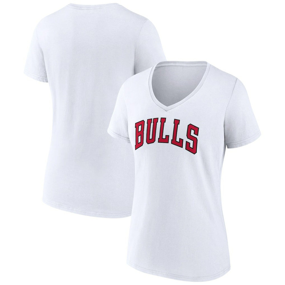 NBA - Chicago Bulls Women's Wordmark V-Neck T-Shirt - White