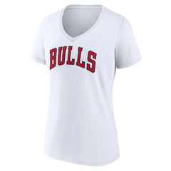 NBA - Chicago Bulls Women's Wordmark V-Neck T-Shirt - White