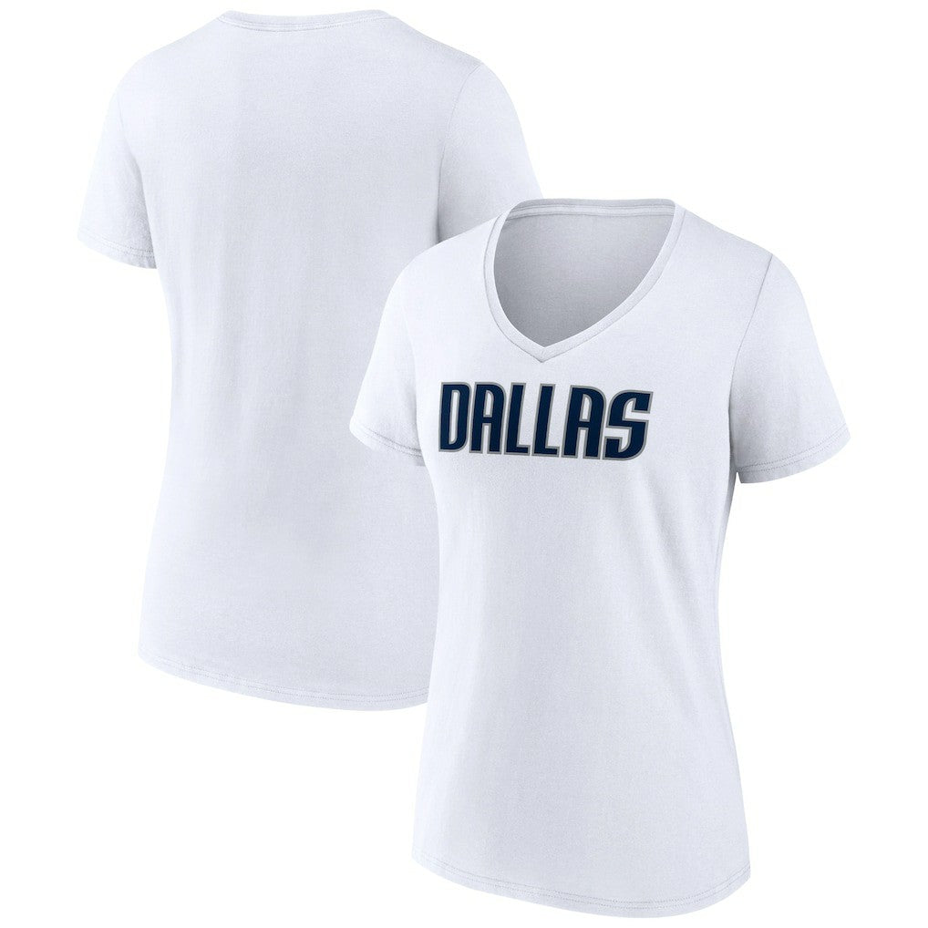 NBA - Dallas Mavericks Women's Wordmark V-Neck T-Shirt - White